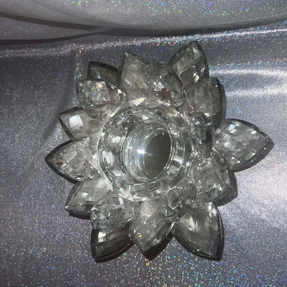 Crystal tea light holder shiny silver  mirrored stunning luxury candle decor - Picture 4 of 6